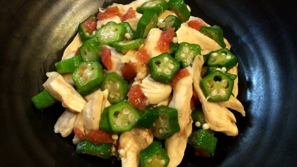 夏バテ解消 簡単 鶏ささみとオクラの梅肉あえ レシピ 作り方 By Sakura2480 楽天レシピ